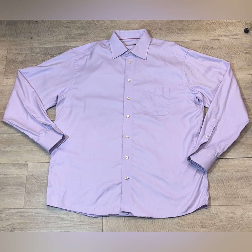 Eton Men’s Ganghester 1928 Lavender Twill Dress Shirt Size 43 17